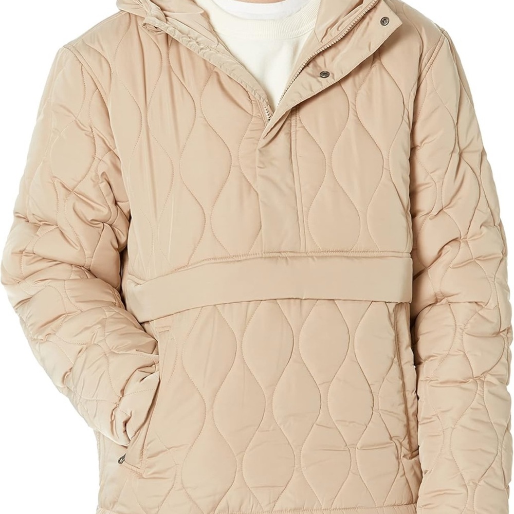Amazon Essentials Men's Quilted Beige Puffer Jacket